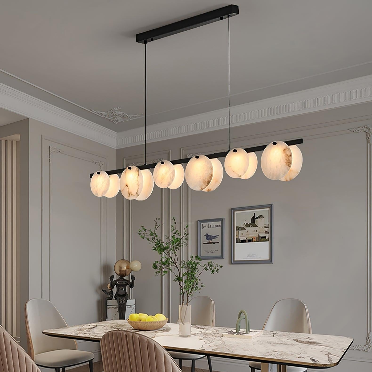 Trinidad Linear Dining Room  Alabaster Chandelier - Alabaster, Alabaster Chandelier-1-Luxehomezone