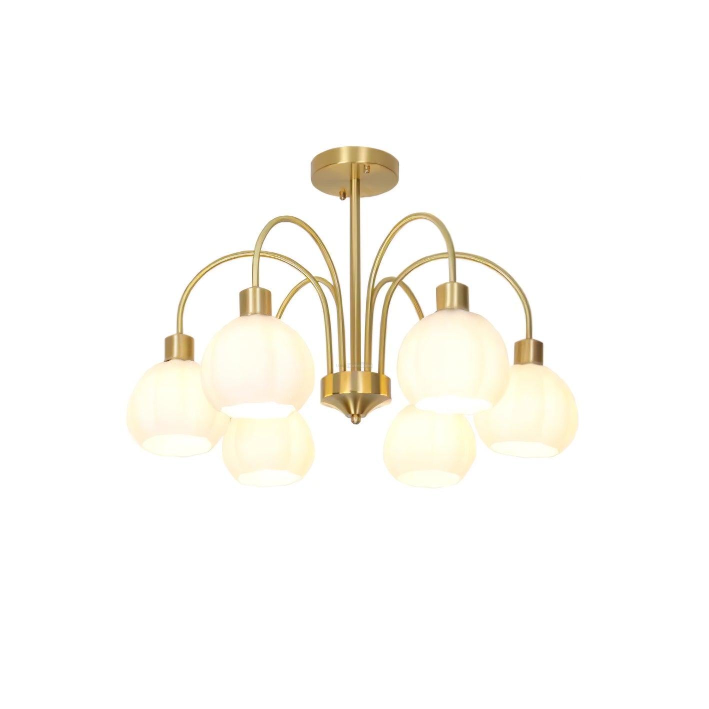 Golden Pumpkin Glass Chandelier with 3/5/6/8 heads - Bend-1-Luxehomezone