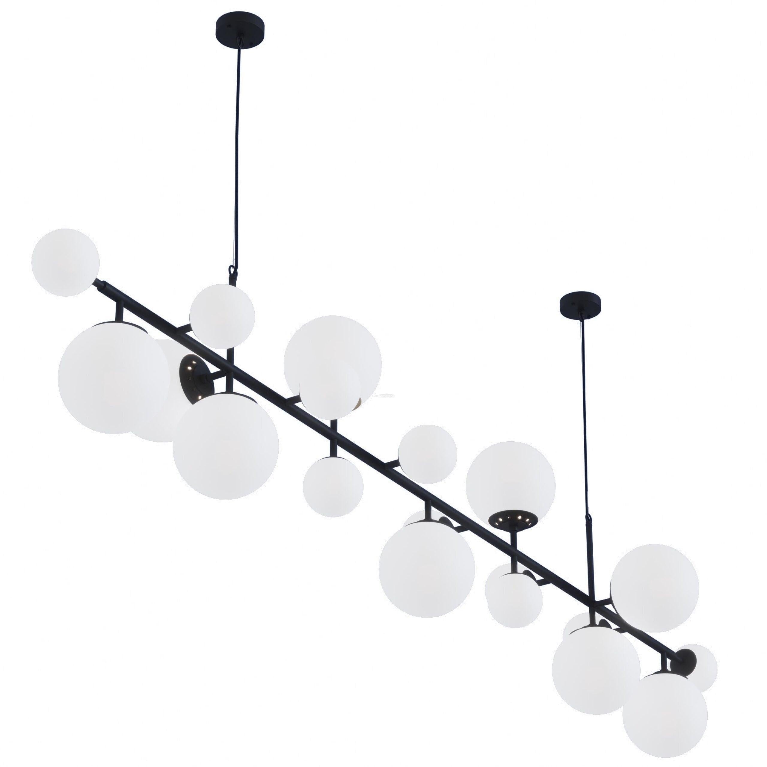 Brass Glass Globe Linear Chandelier - Hailey-1-Luxehomezone