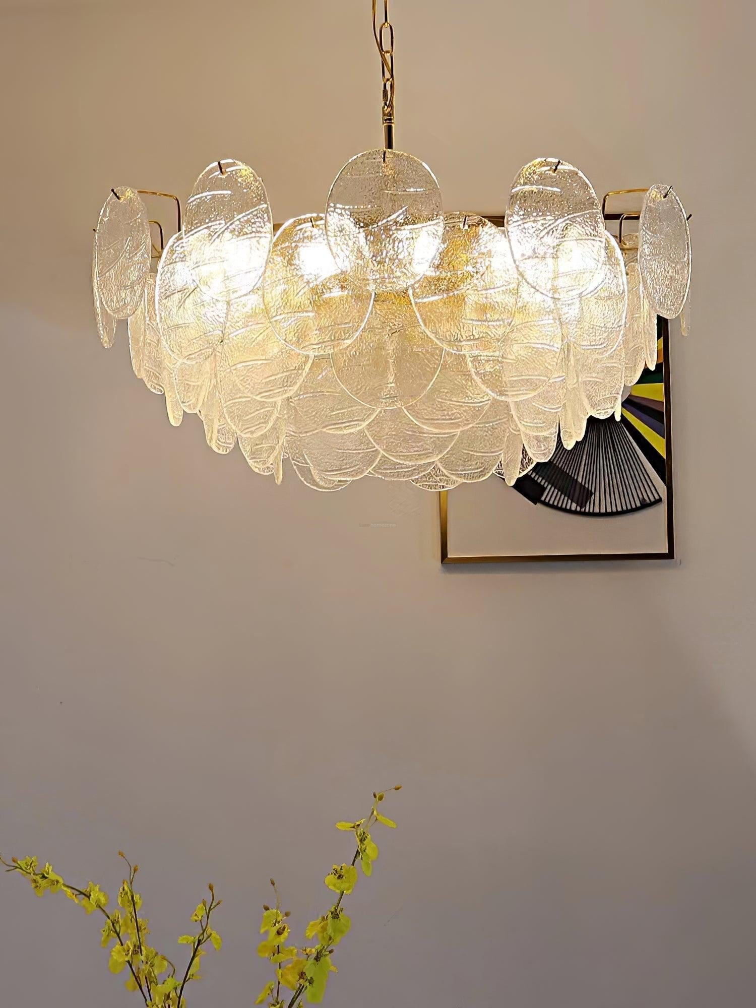 Glass Disc Chandelier with 4/6/9/12 heads - Cylinder-1-Luxehomezone