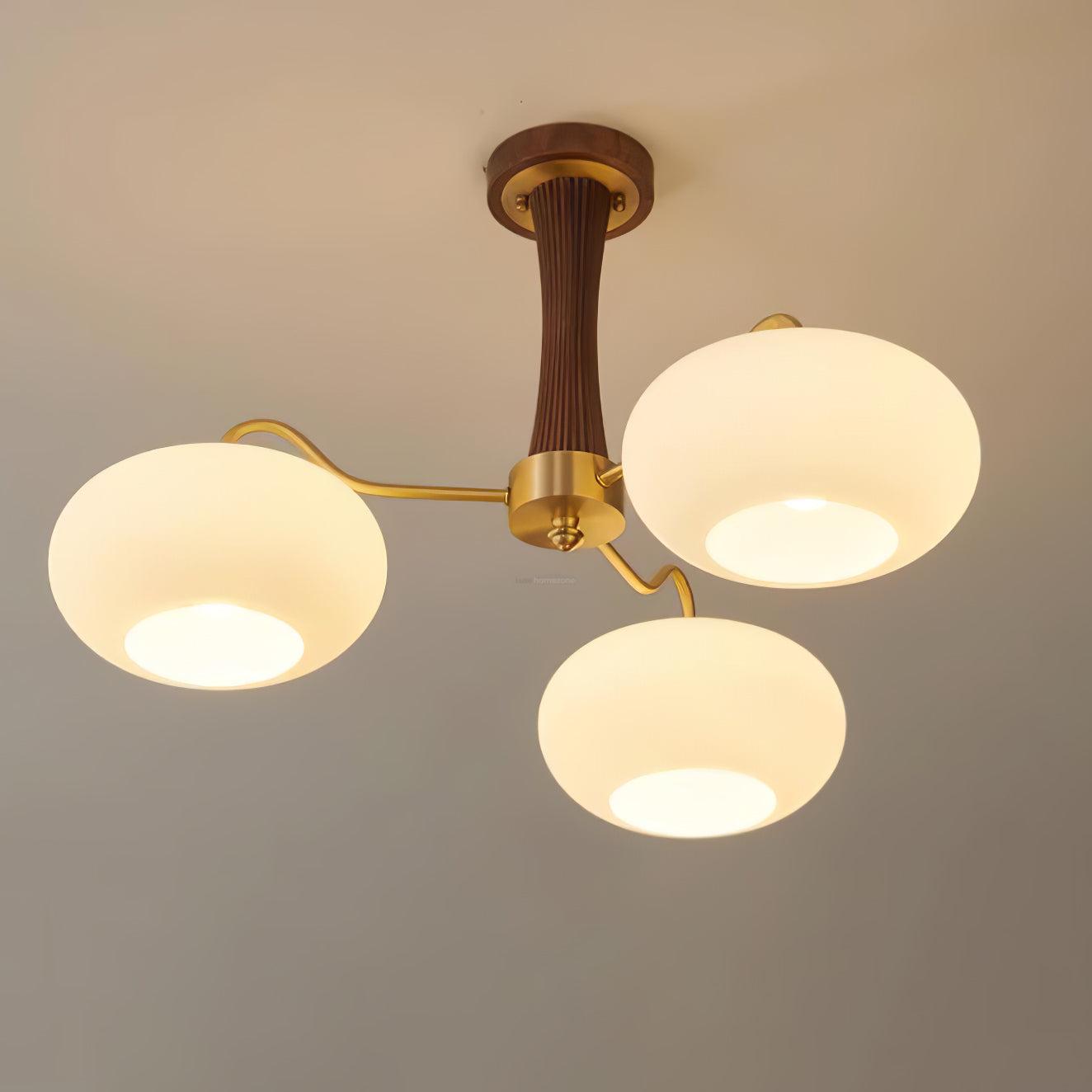 Brass Wooden Persimmon Ceiling Light For Living Room - Glass Chandelier, Persimmon, Semi Flush Mounts-1-Luxehomezone