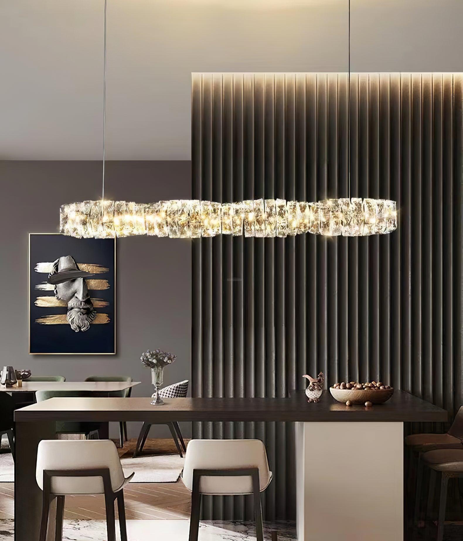 Long Crystal  Linear Pendant Light - Bar-1-Luxehomezone