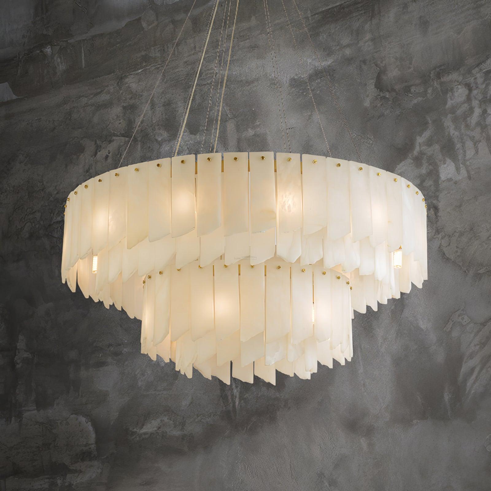 Alabaster Cascade Tiered Chandelier - Alabaster, Alabaster Chandelier-1-Luxehomezone