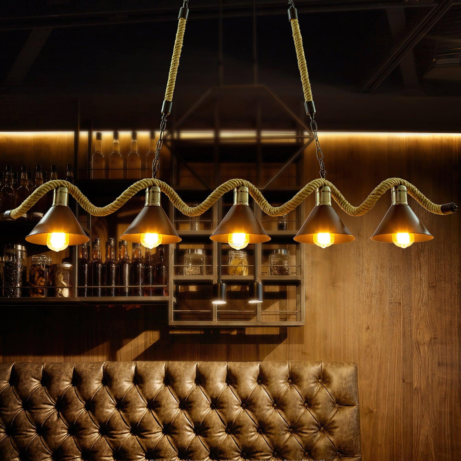 Hemp Rope Industrial Wave Chandelier with 3/5 heads - Luxehomezone