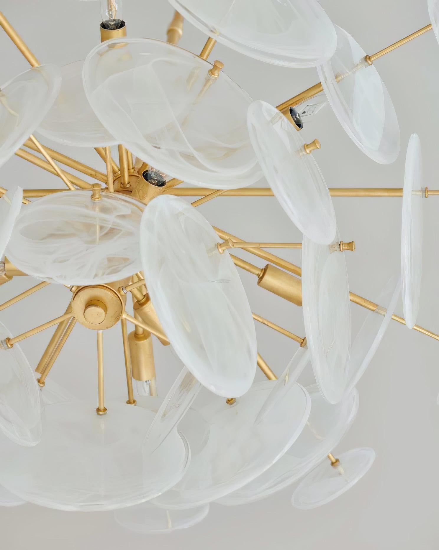 Brass Discs Cascading Round Chandelier - Cylinder-1-Luxehomezone