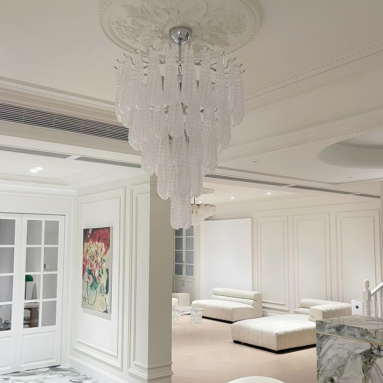 Grid Glass Style Waterfall Chandelier - Cylinder-1-Luxehomezone