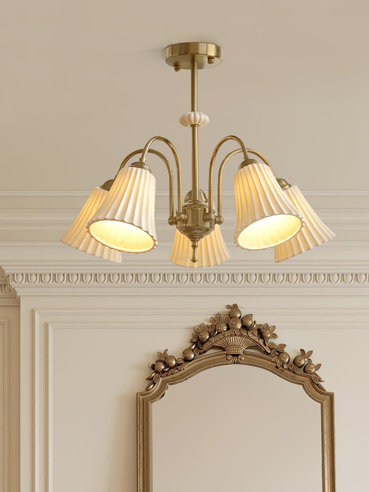 Medieval Ceramic Trumpet Chandelier with 3/5/8 lamps - Flower Ceramic-1-Luxehomezone