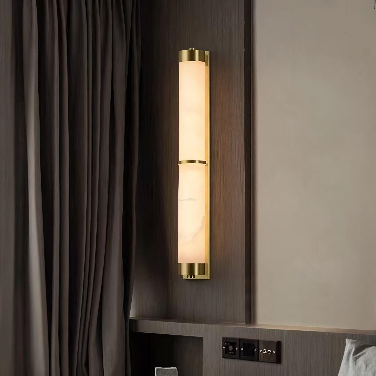 Cylindra Alabaster Brass Wall Sconce - Alabaster, Alabaster Wall Lamp-1-Luxehomezone