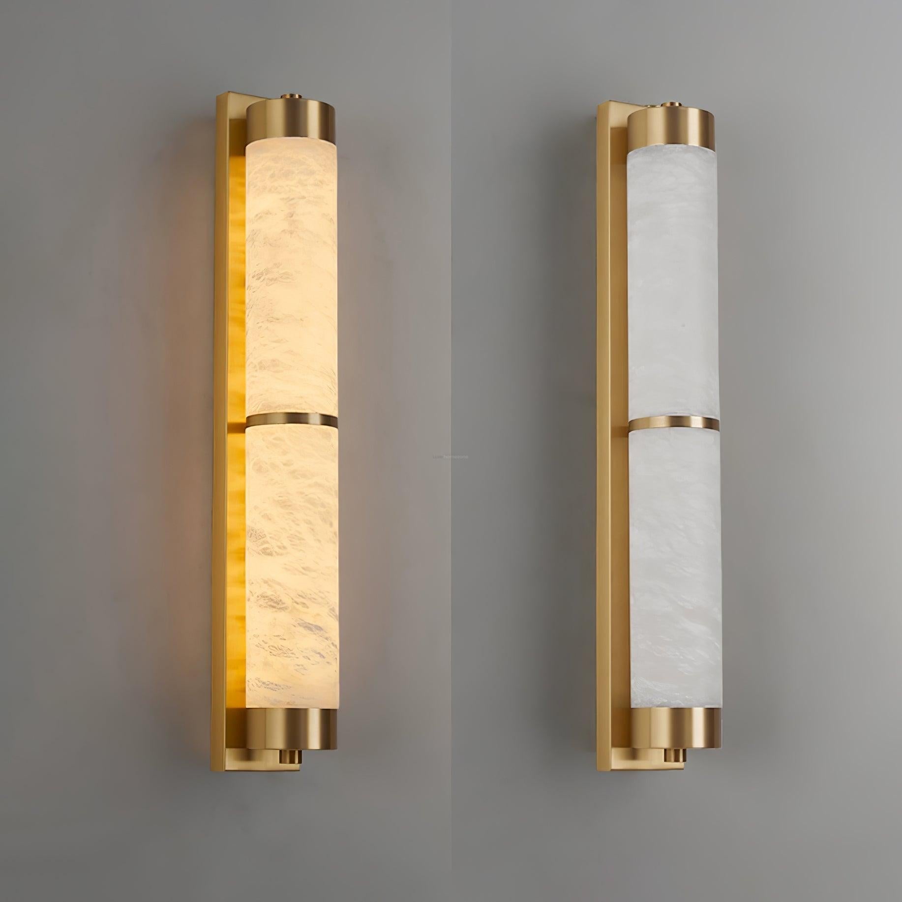 Cylindra Alabaster Brass Wall Sconce - Alabaster, Alabaster Wall Lamp-1-Luxehomezone