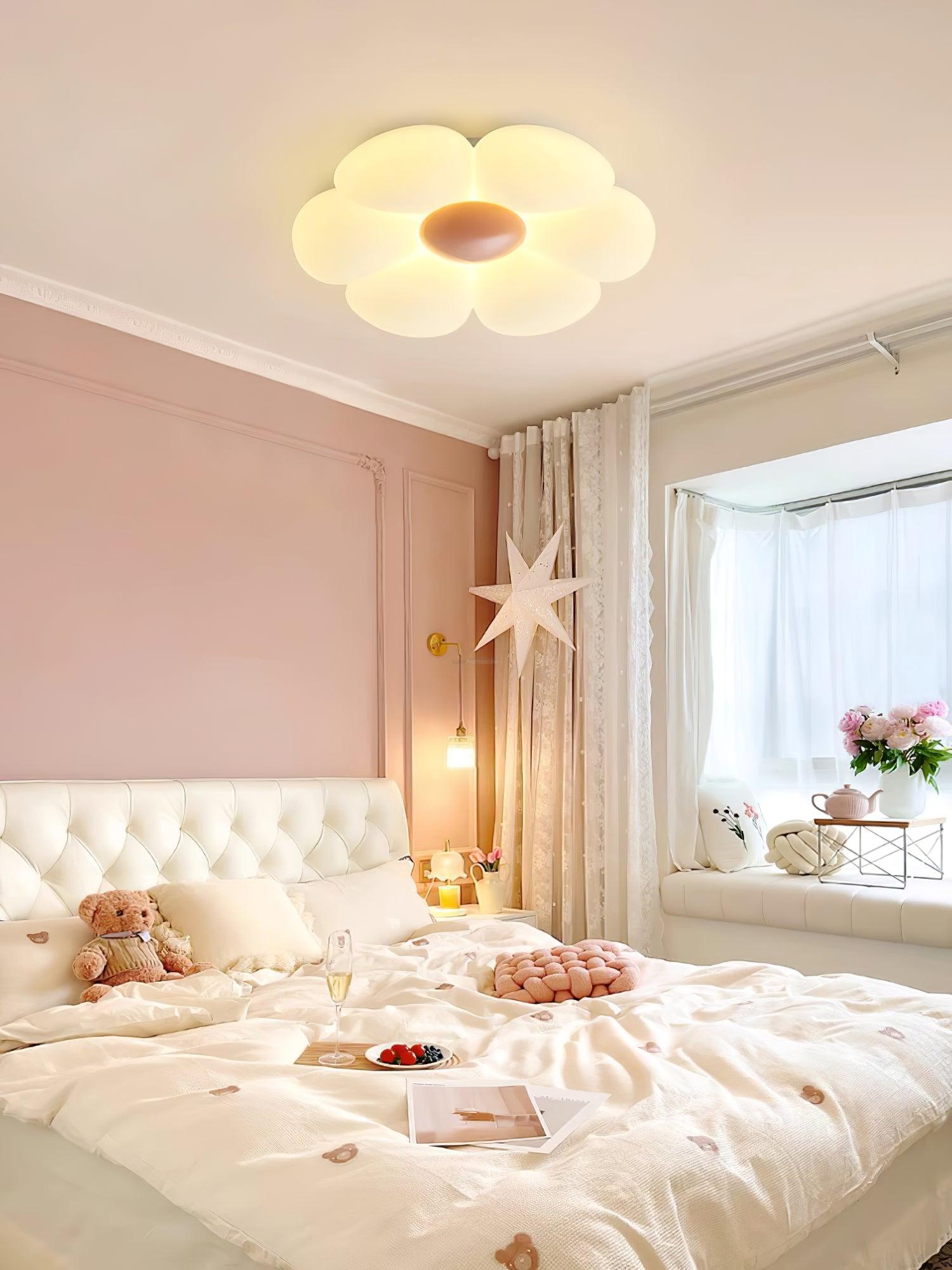 Six-leaf Flower Kids Room Ceiling Lamp  ∅ 19.7″ - Candy, Flush Mounts, Green, Pink, White, Yellow-1-Luxehomezone