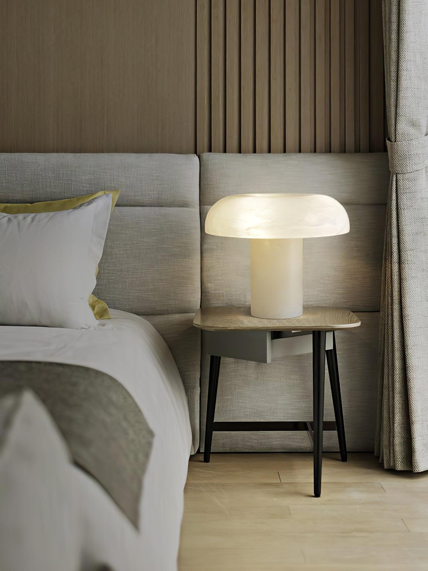 Mushroom Table Lamp Style B - Alabaster-1-Luxehomezone