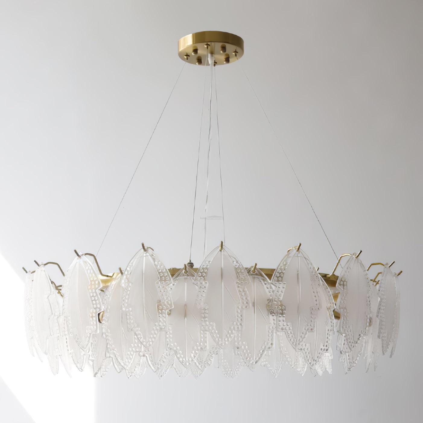 Maple Leaf Type Glass Chandelier - Cylinder-1-Luxehomezone