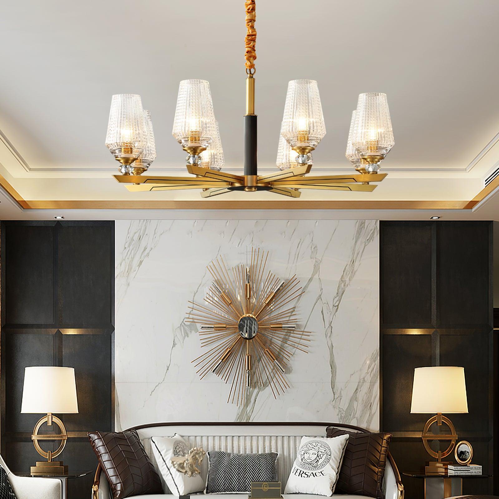 Orrefors Brass Chandelier Φ 25.2″ - Lucency-1-Luxehomezone
