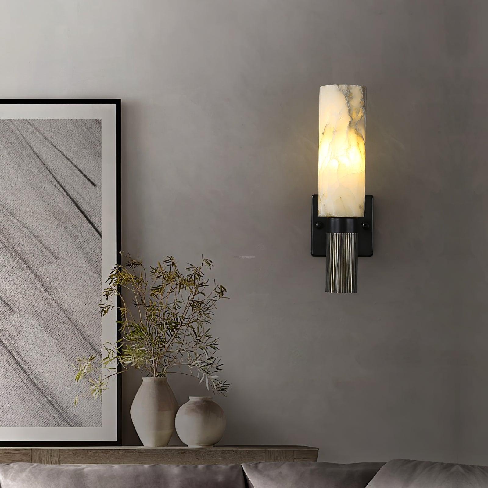 Torch Marble Walll Sconce - Alabaster, Alabaster Wall Lamp-1-Luxehomezone