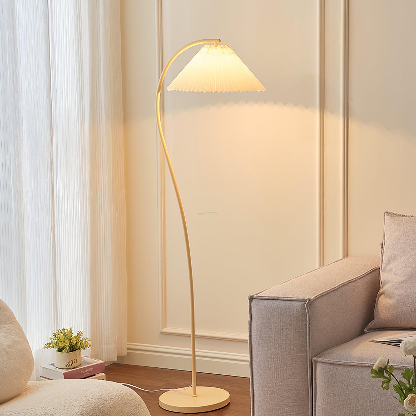 Crescini Pleated Floor Lamp ∅ 11.8″ - Drapery-1-Luxehomezone