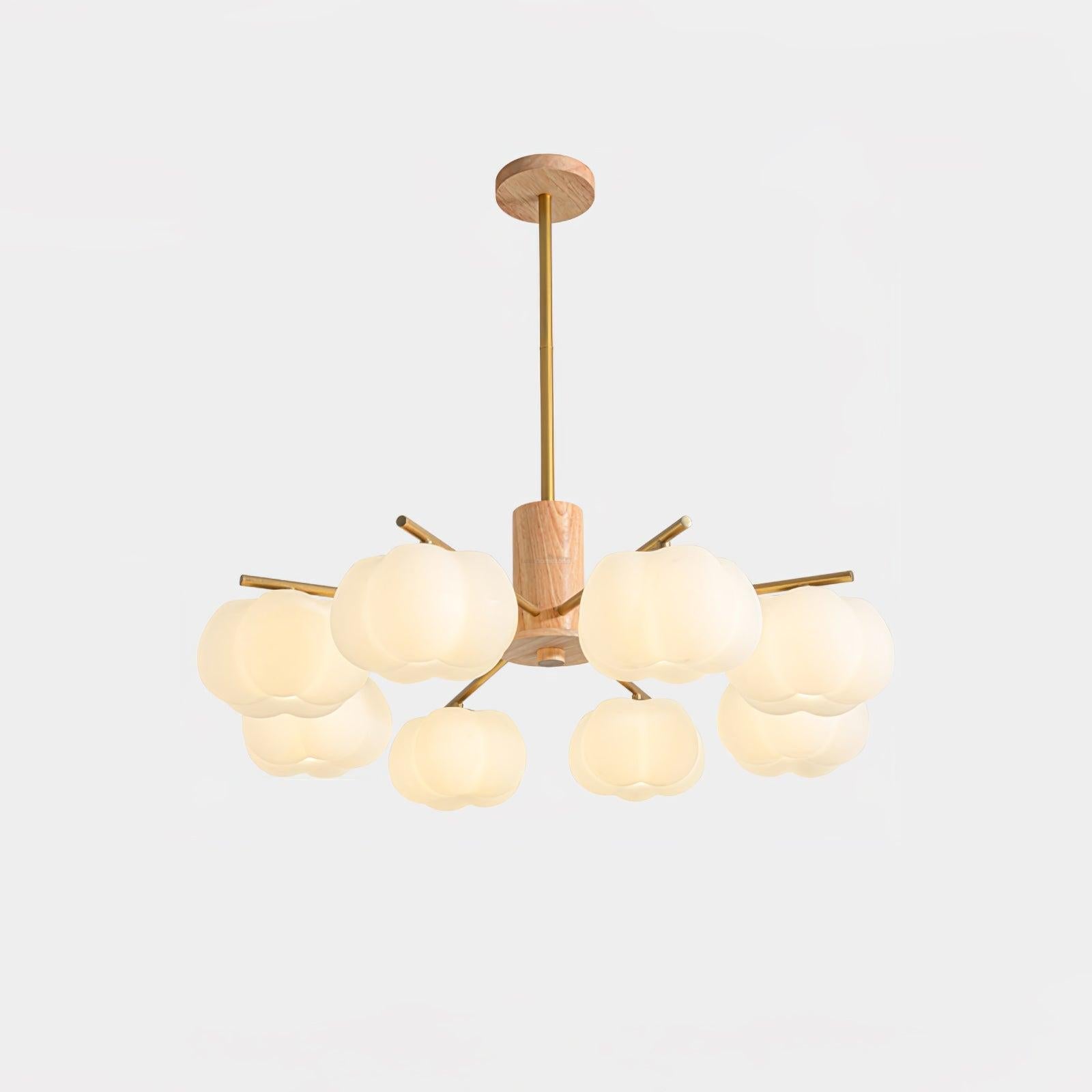 Wooden Cotton Balls Chandelier with 5/8 lamps - Zahara-1-Luxehomezone
