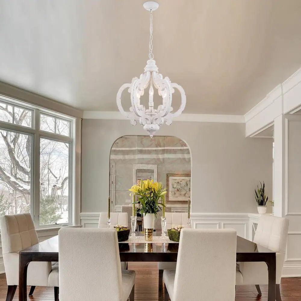 Antique White Style Chandelier Φ 19.7″ - Genteel, Optimized-1-Luxehomezone