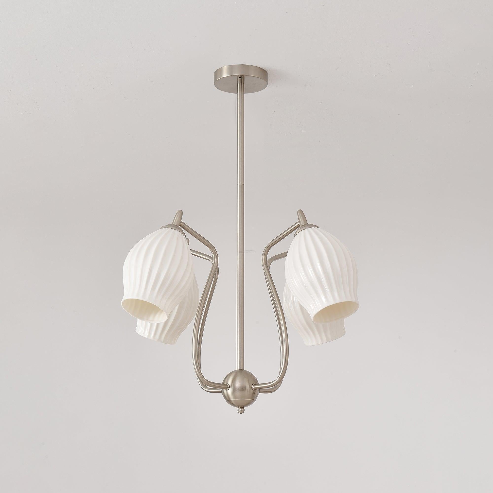 Ceramic Ribbed Chandelier with 4/6/8 heads - Flower Ceramic-1-Luxehomezone