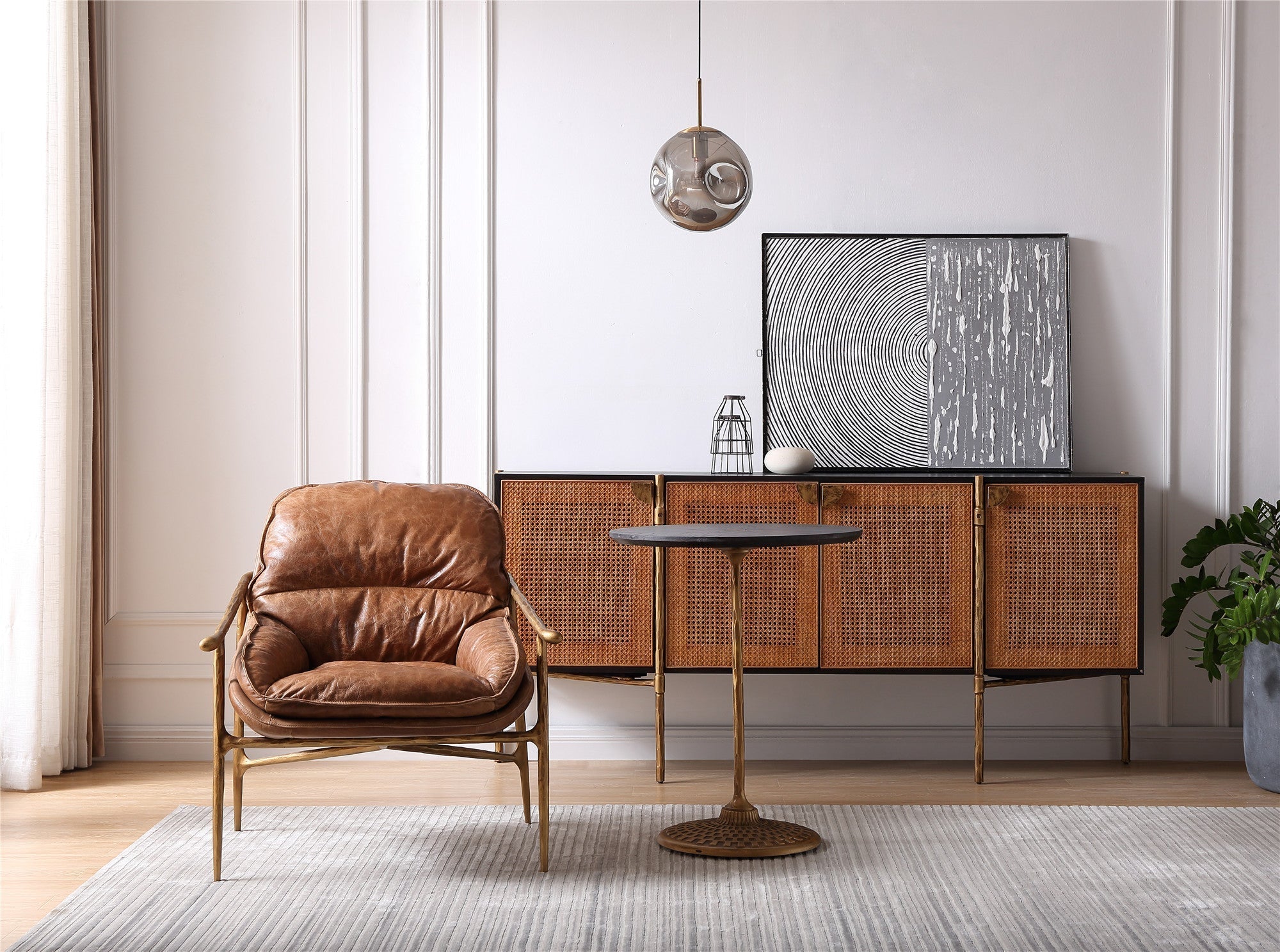 Thaddeus Brown Leather Accent Chairs