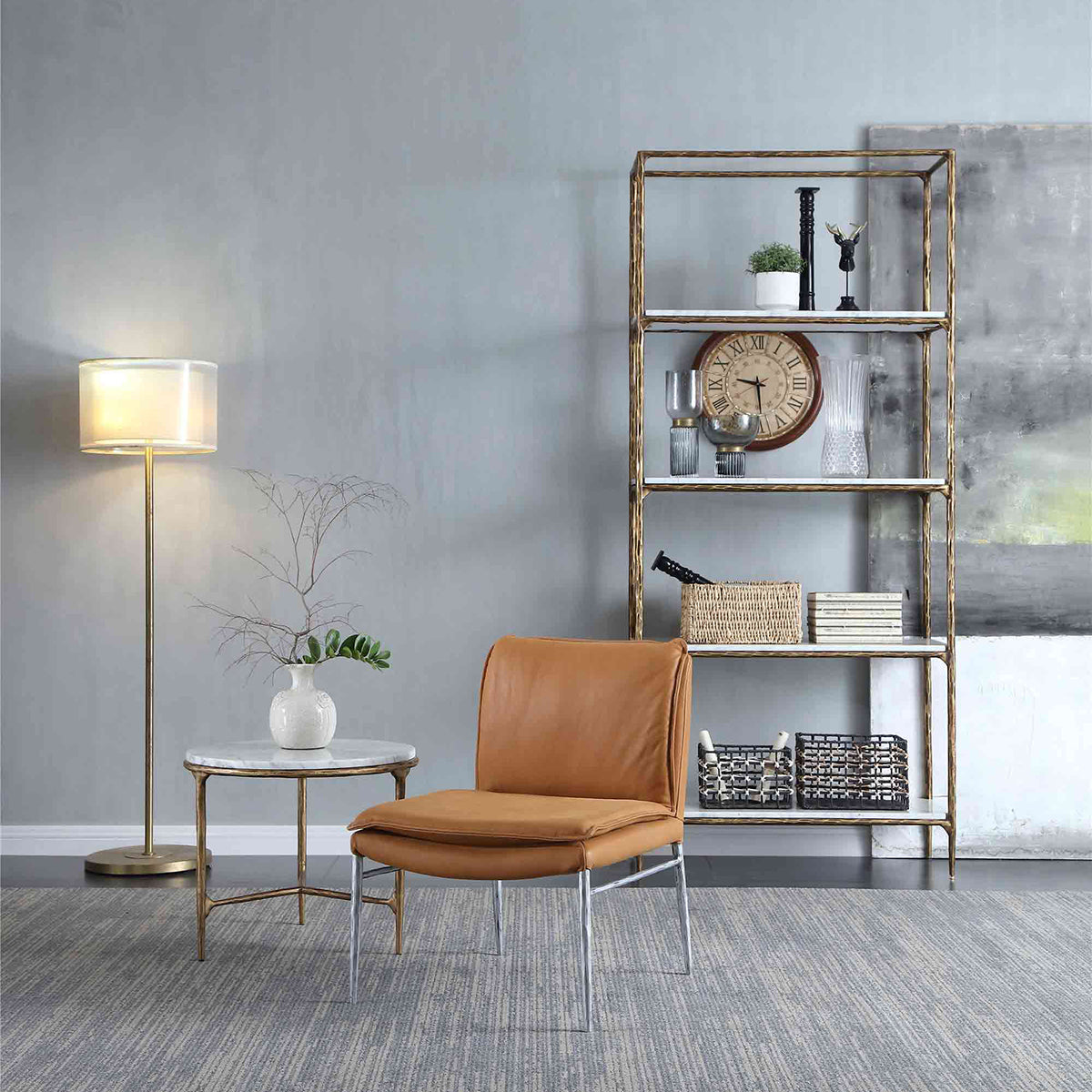 Thaddeus Marble Round Side Table 3 Leg 24"D