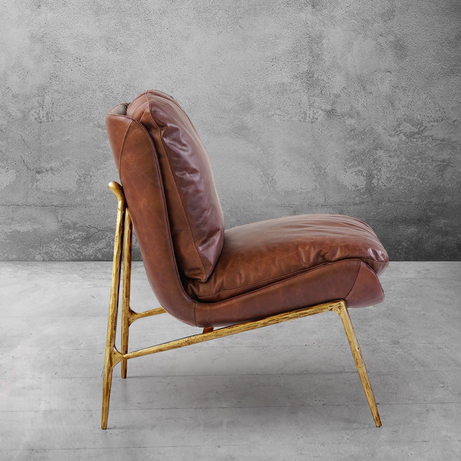 Thaddeus Vintage Leather Armrest Lounge Chair