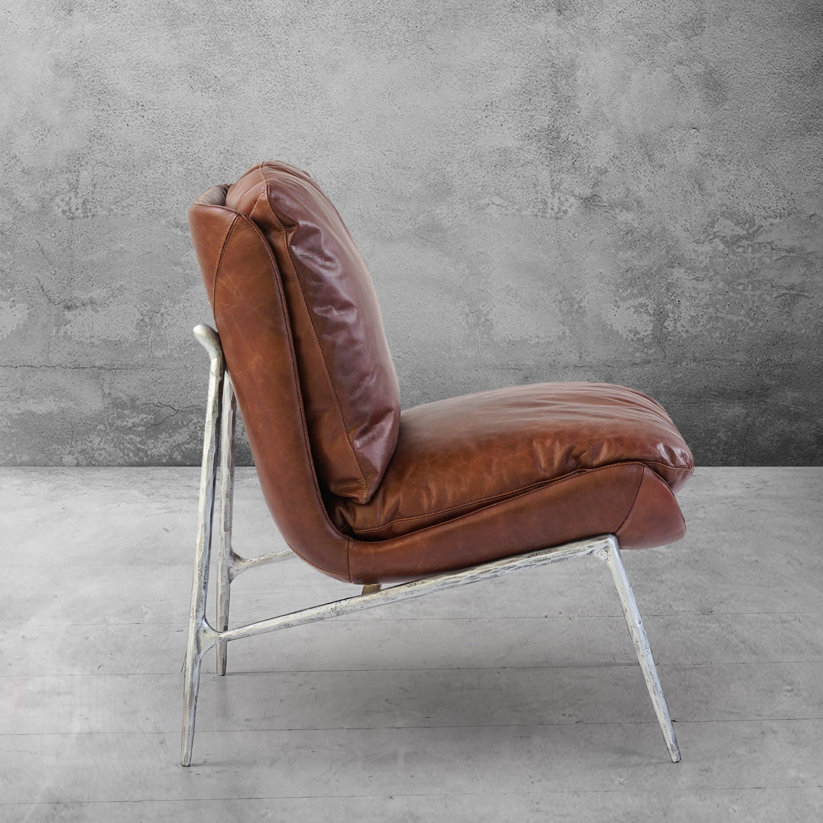 Thaddeus Vintage Leather Armrest Lounge Chair