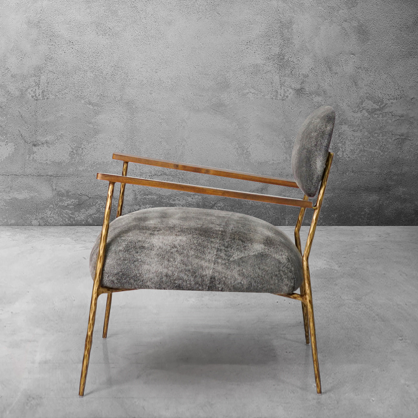 Thaddeus Grey Pearl Grain Leather Armchair