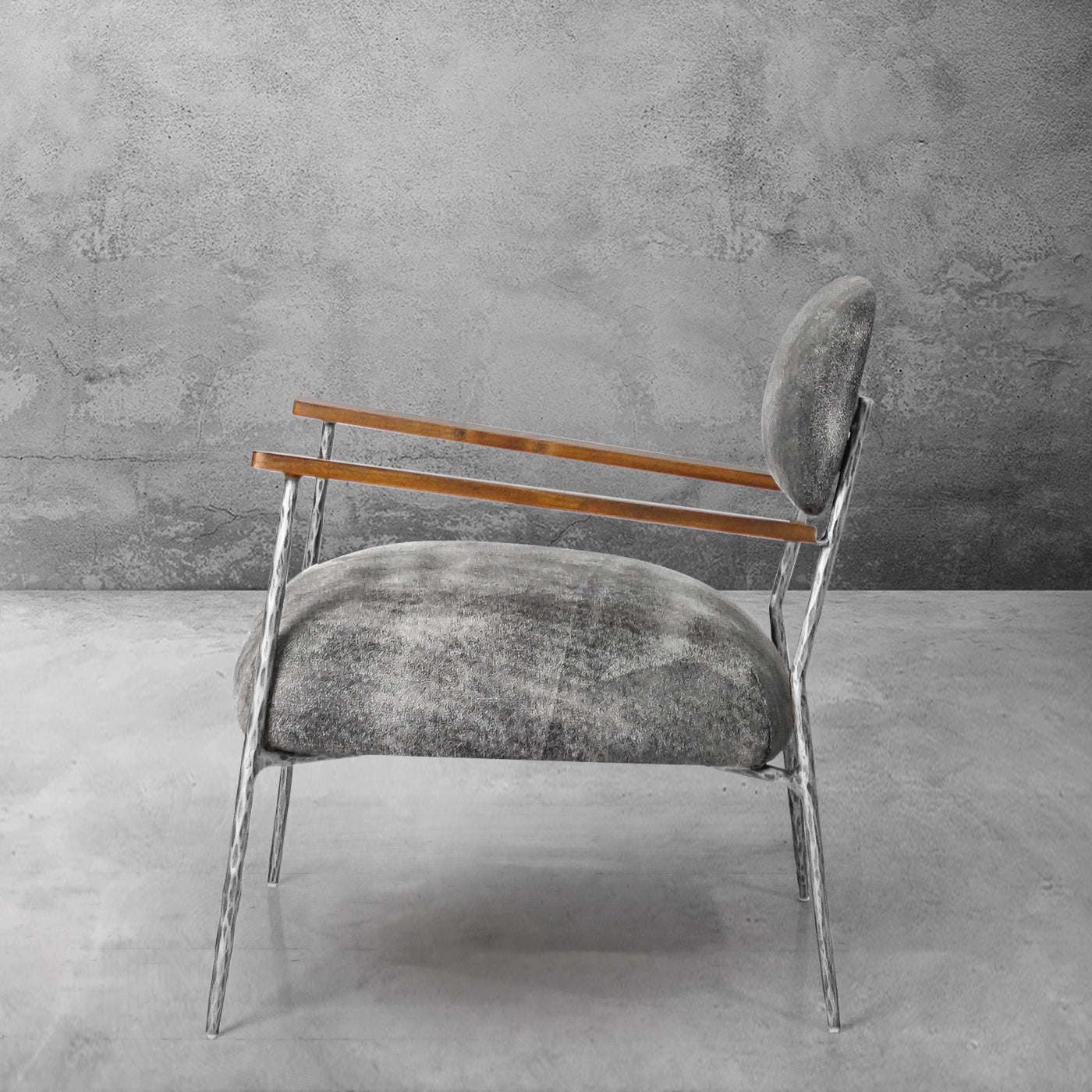 Thaddeus Grey Pearl Grain Leather Armchair