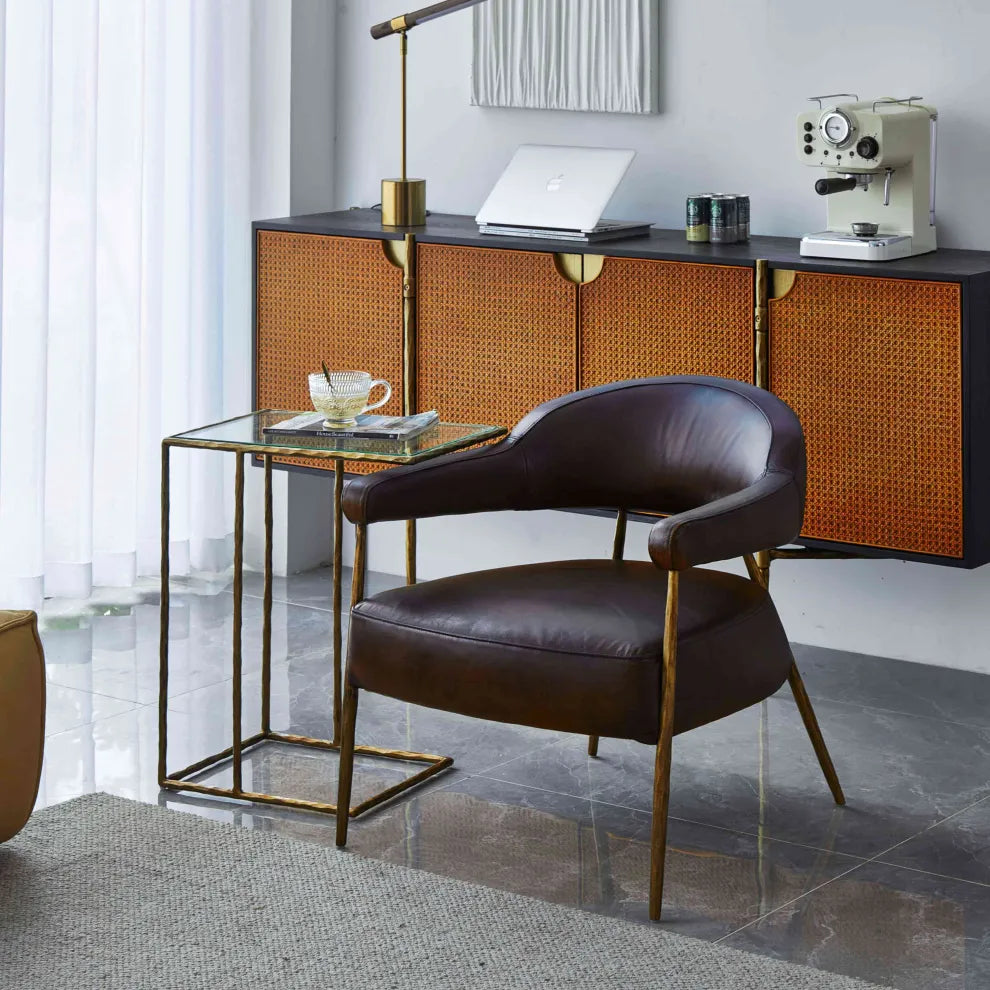 Thaddeus Metal Frame Rattan Long Side Cabinet