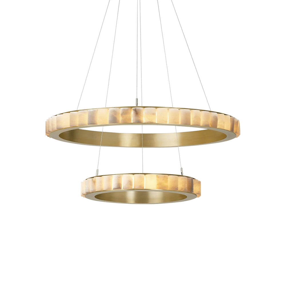 Melonie Alabaster Round 2-tier Chandelier 31"