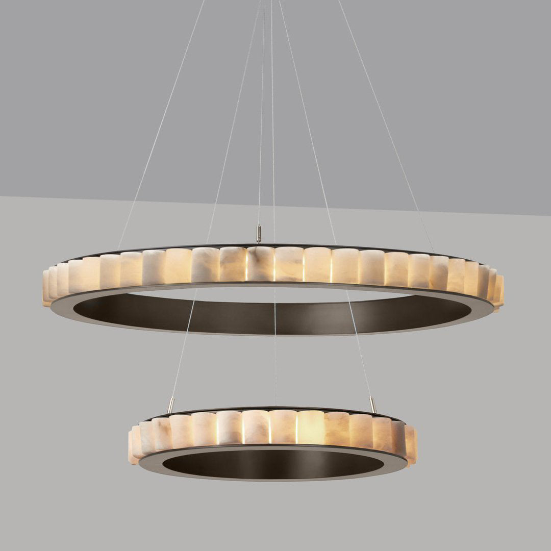 Melonie Alabaster Round 2-tier Chandelier 31"