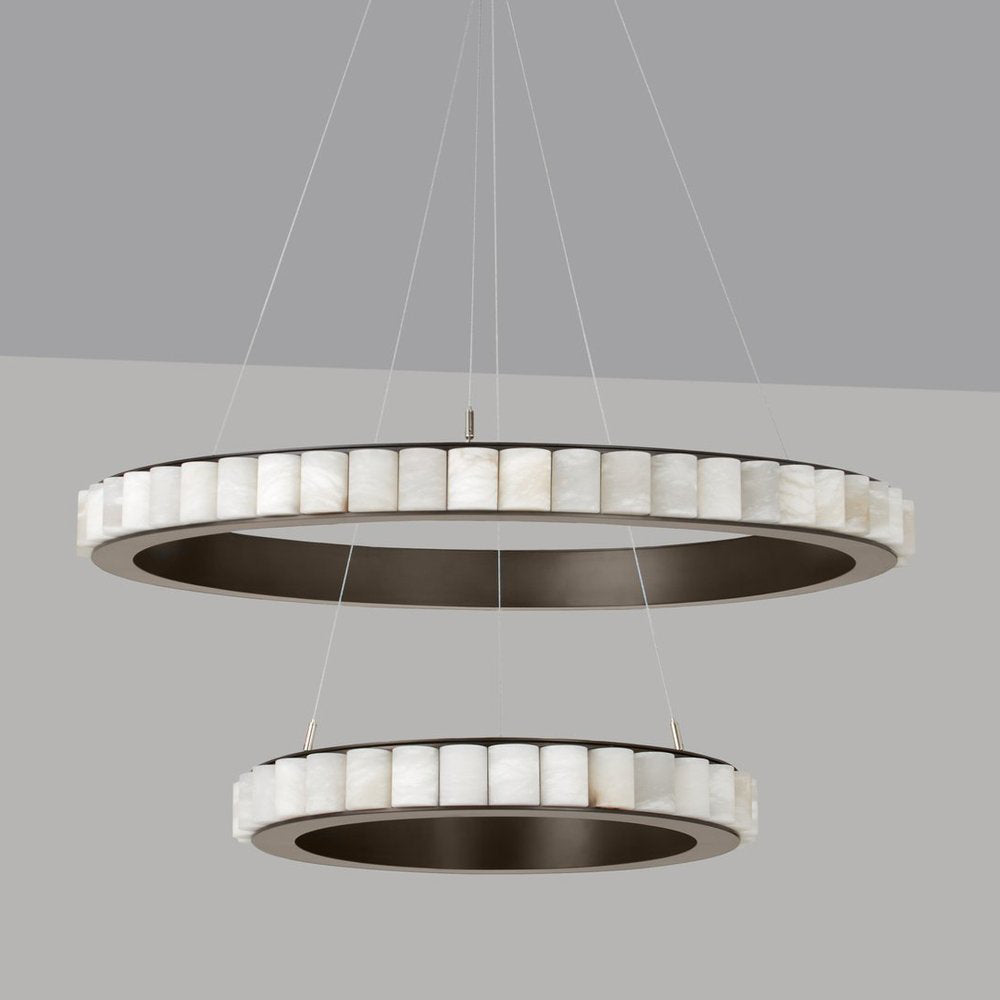 Melonie Alabaster Round 2-tier Chandelier 31"