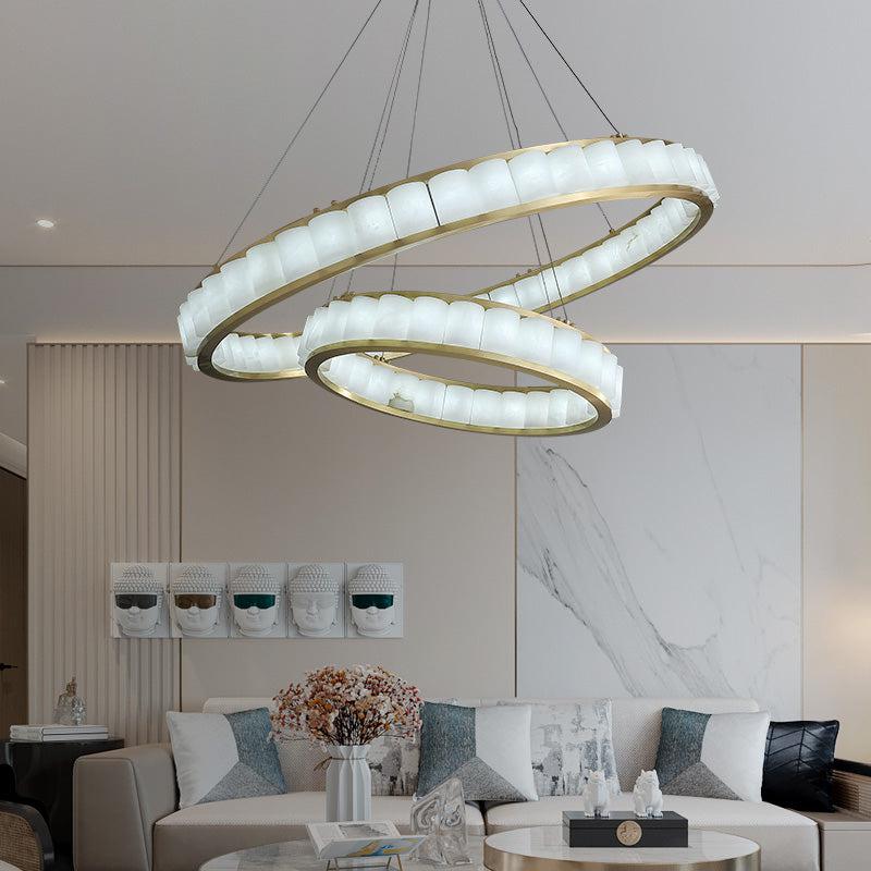 Melonie Alabaster Circle Chandeliers