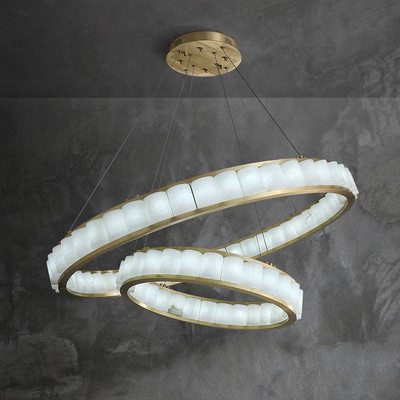 Melonie Alabaster Circle Chandeliers