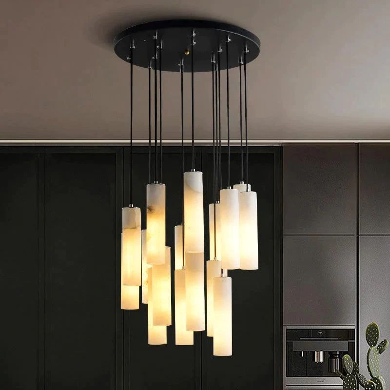 Monty Alabaster Round Chandelier 20" Black