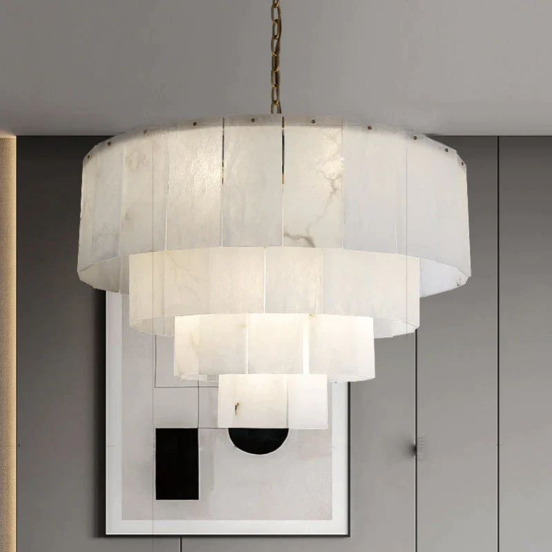 Galadriel Alabaster 3-Tire Round Chandelier 31"