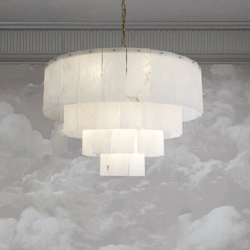 Galadriel Alabaster 3-Tire Round Chandelier 31"