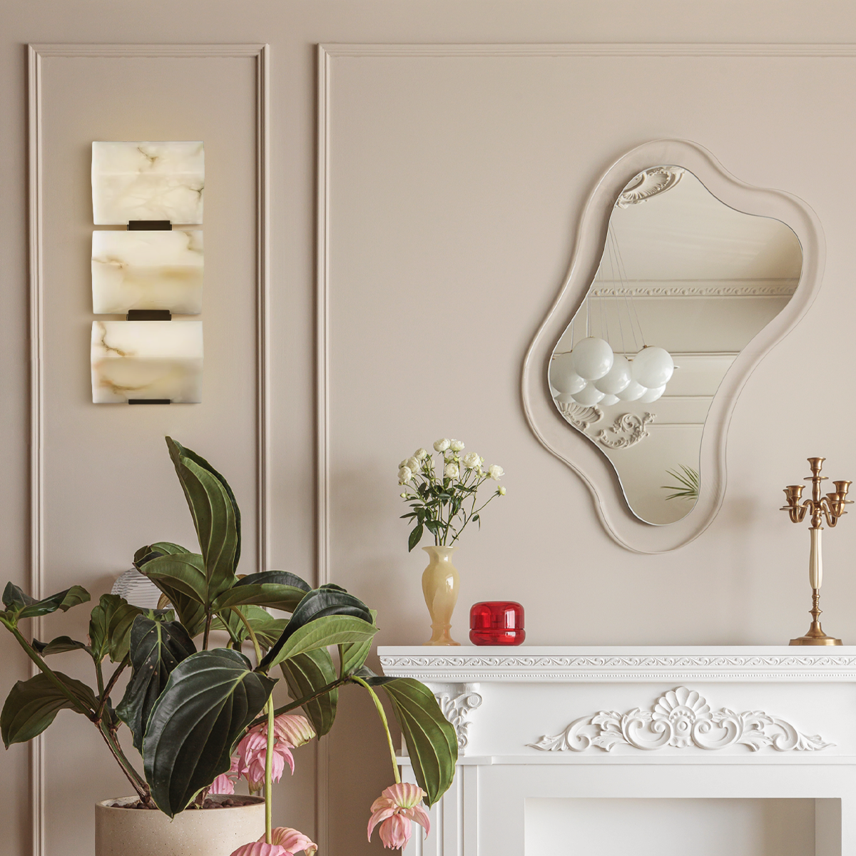 Alabaster Staircase Wall Sconce - Alabaster, Alabaster Wall Lamp-1-Luxehomezone