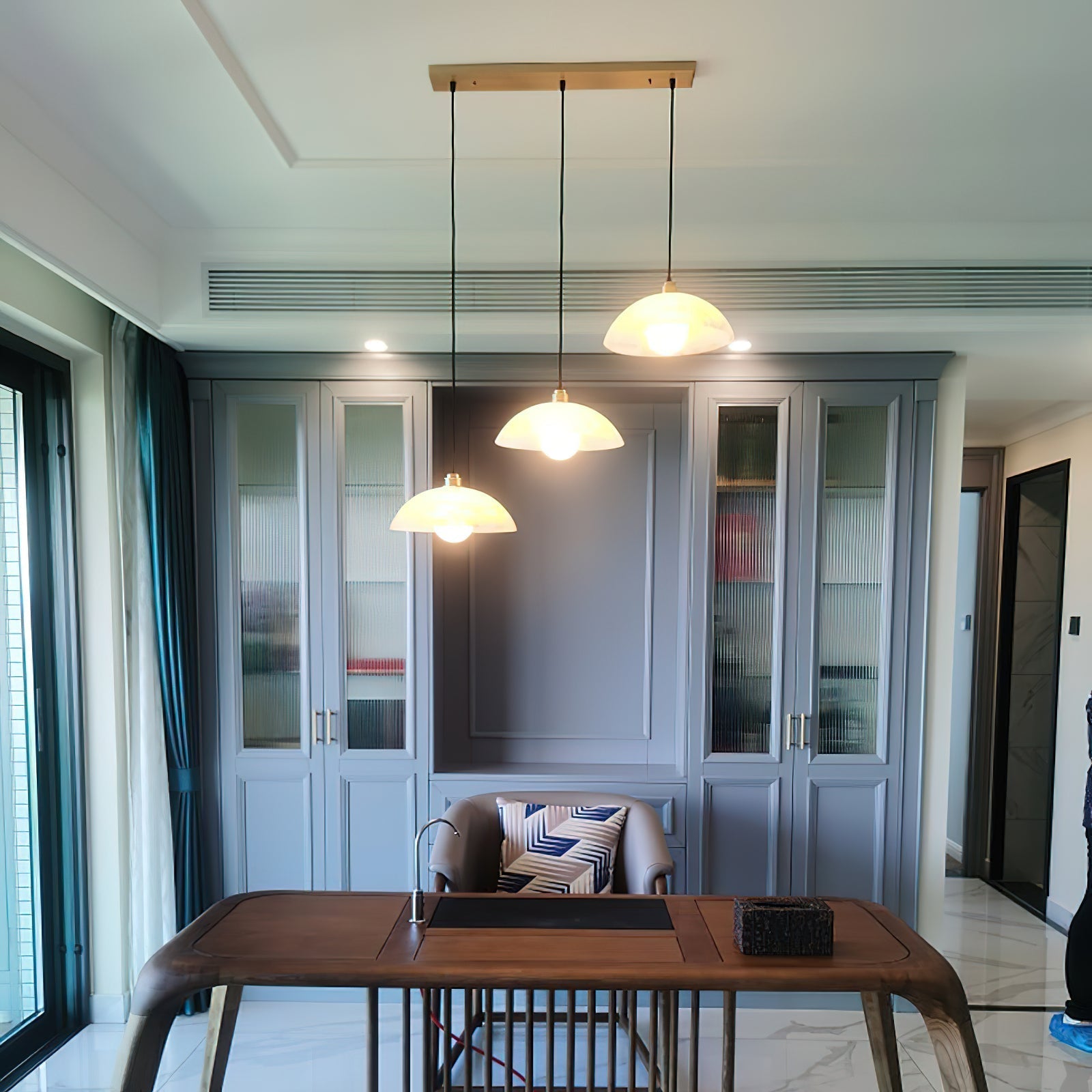 Alabaster Dome Pendant Light - Alabaster globe light, Ambient lighting, Artistic pendant light, Custom lighting, Decorative lighting, Designer lighting, Dining room lighting, High ceiling lighting, High-end lighting, Innovative lighting, Luxury lighting, Modern chandelier, Modern pendant lighting, Sophisticated lighting, Stylish pendant light- Pendant Light1-Luxehomezone