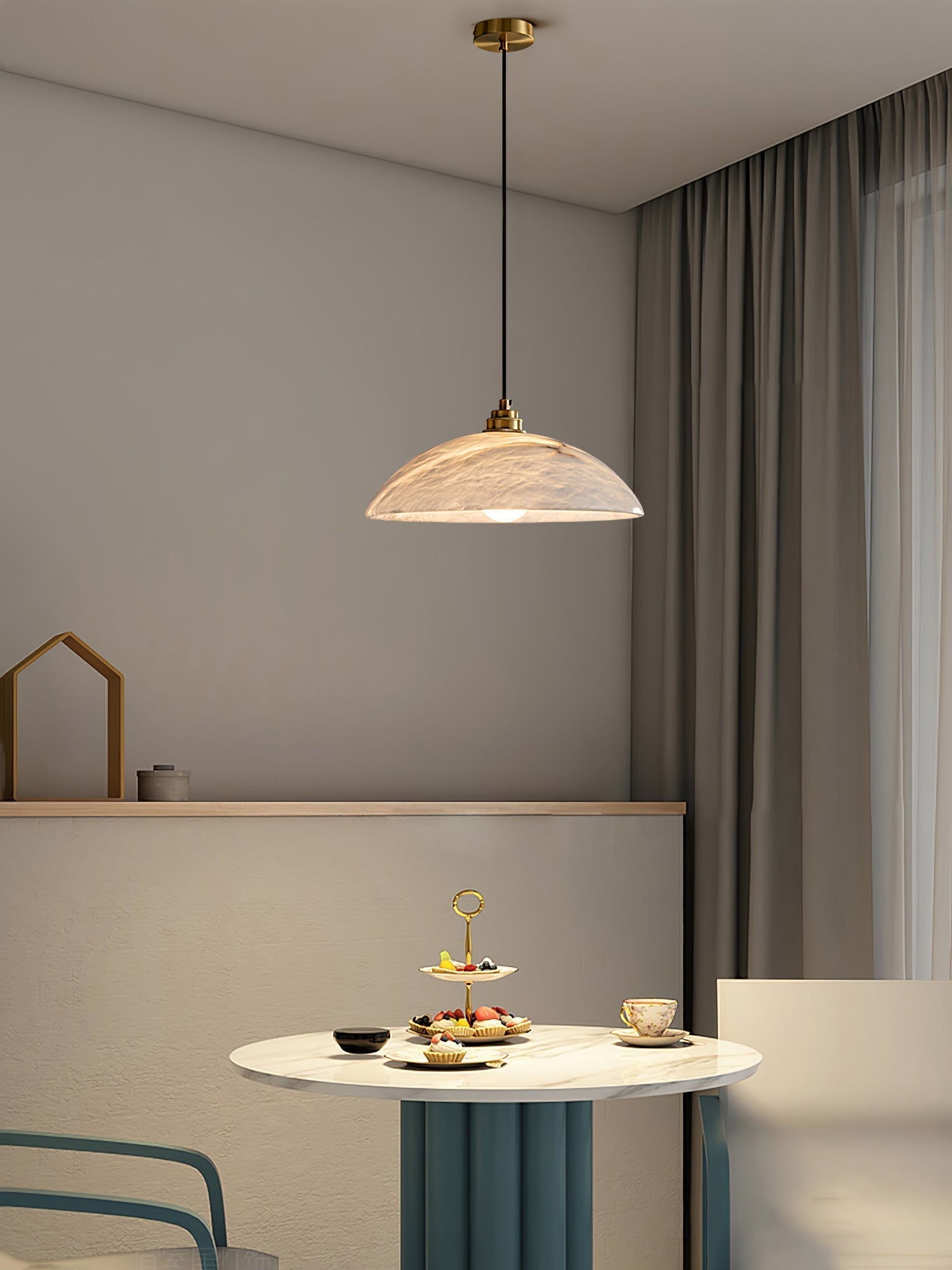 Alabaster Dome Pendant Light - Alabaster globe light, Ambient lighting, Artistic pendant light, Custom lighting, Decorative lighting, Designer lighting, Dining room lighting, High ceiling lighting, High-end lighting, Innovative lighting, Luxury lighting, Modern chandelier, Modern pendant lighting, Sophisticated lighting, Stylish pendant light- Pendant Light1-Luxehomezone