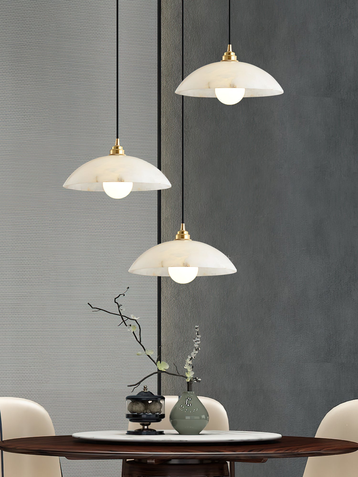 Alabaster Dome Pendant Light - Alabaster globe light, Ambient lighting, Artistic pendant light, Custom lighting, Decorative lighting, Designer lighting, Dining room lighting, High ceiling lighting, High-end lighting, Innovative lighting, Luxury lighting, Modern chandelier, Modern pendant lighting, Sophisticated lighting, Stylish pendant light- Pendant Light1-Luxehomezone