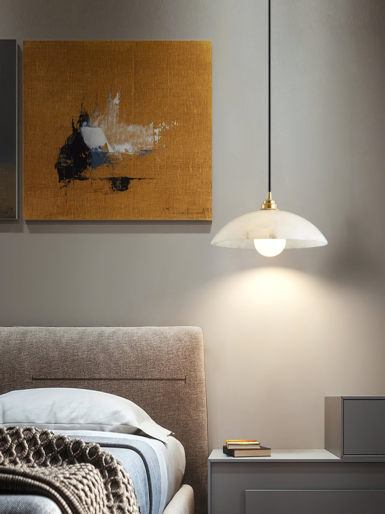 Alabaster Dome Pendant Light - Alabaster globe light, Ambient lighting, Artistic pendant light, Custom lighting, Decorative lighting, Designer lighting, Dining room lighting, High ceiling lighting, High-end lighting, Innovative lighting, Luxury lighting, Modern chandelier, Modern pendant lighting, Sophisticated lighting, Stylish pendant light- Pendant Light1-Luxehomezone