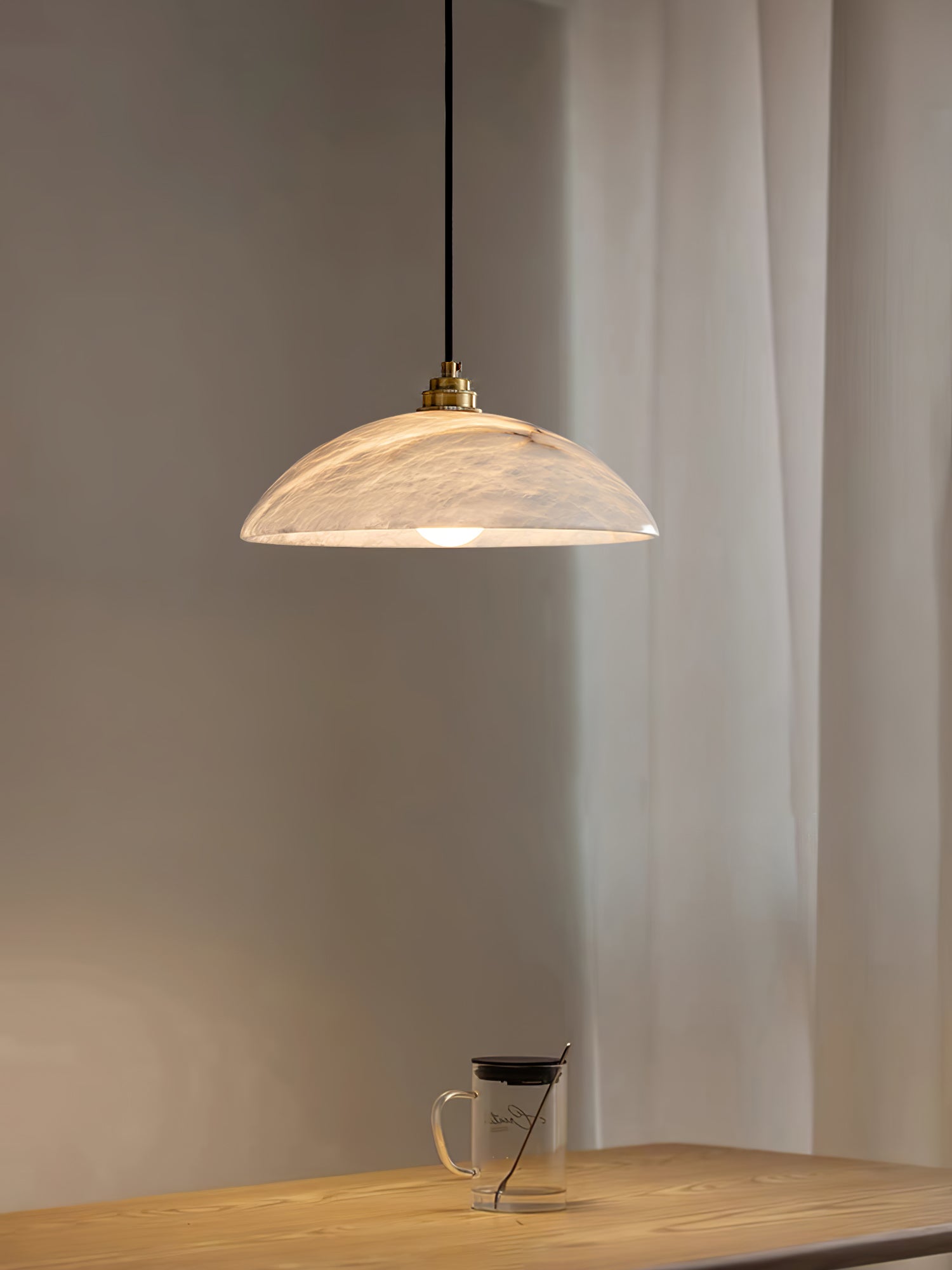 Alabaster Dome Pendant Light - Alabaster globe light, Ambient lighting, Artistic pendant light, Custom lighting, Decorative lighting, Designer lighting, Dining room lighting, High ceiling lighting, High-end lighting, Innovative lighting, Luxury lighting, Modern chandelier, Modern pendant lighting, Sophisticated lighting, Stylish pendant light- Pendant Light1-Luxehomezone