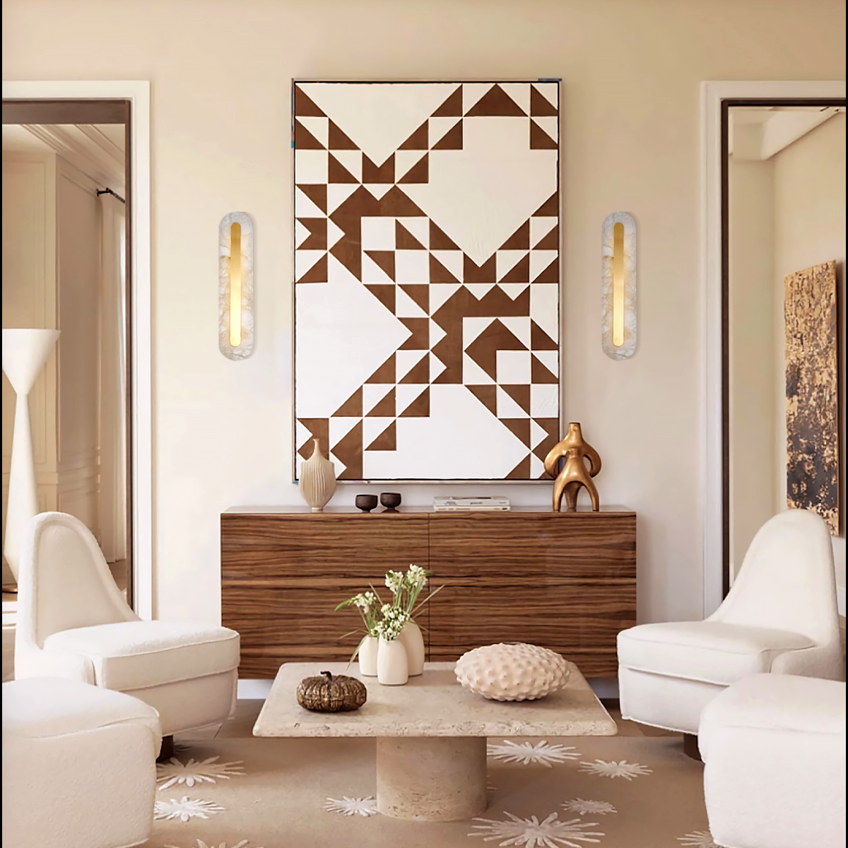 Alabaster Rounded Wall Sconce - Alabaster, Alabaster Wall Lamp-1-Luxehomezone