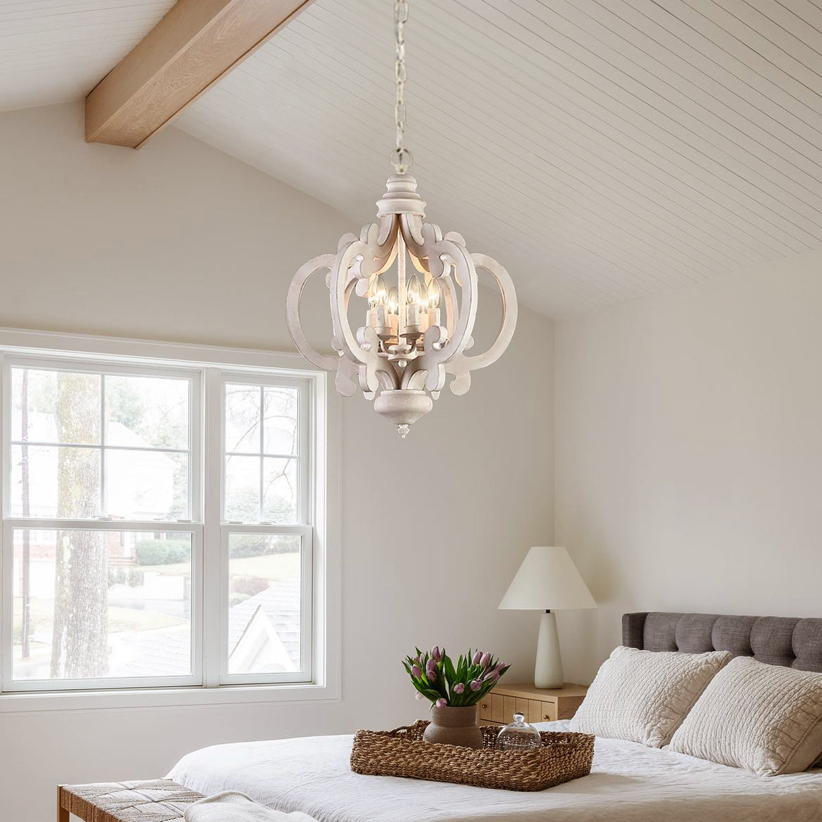 Antique White Style Chandelier Φ 19.7″ - Genteel, Optimized-1-Luxehomezone