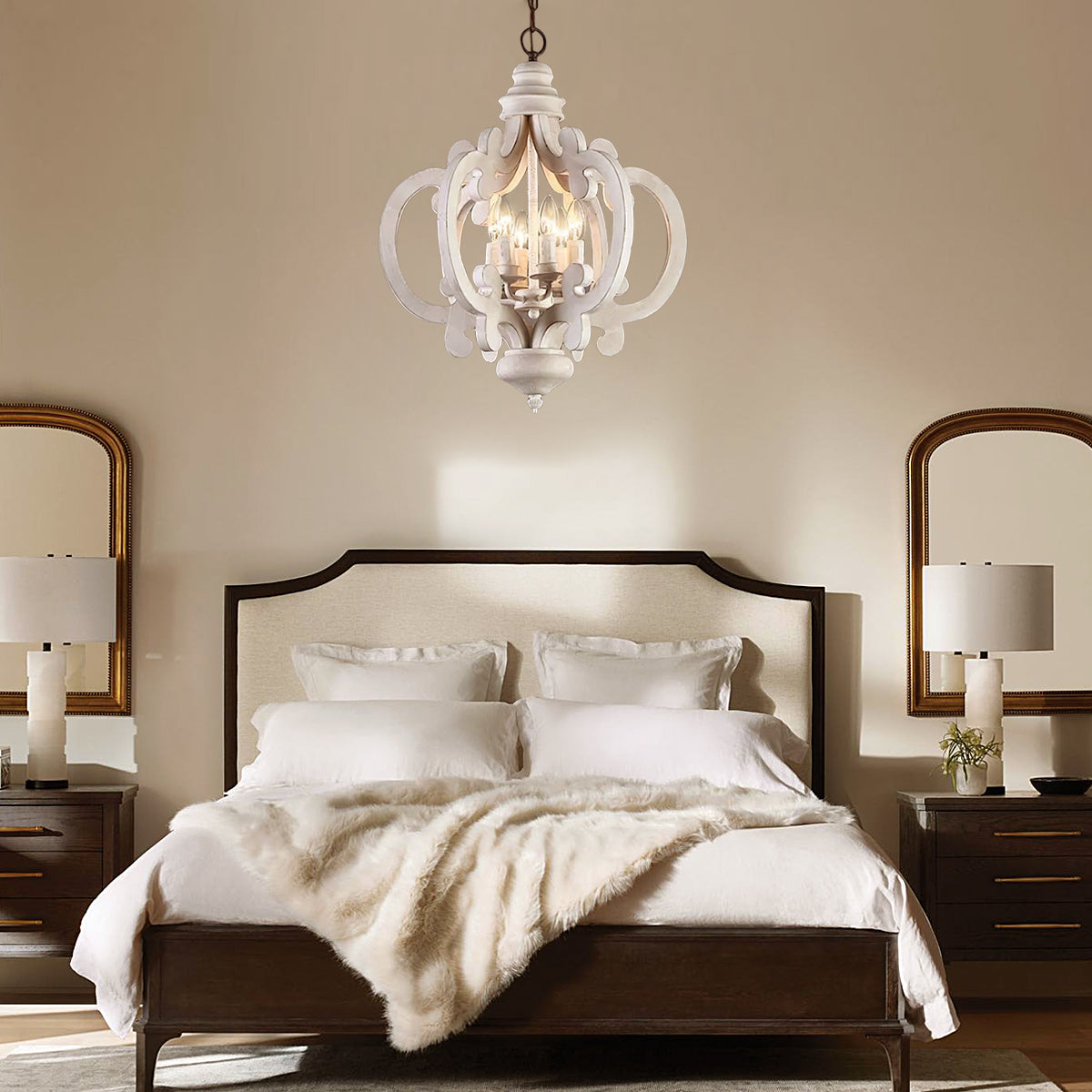 Antique White Style Chandelier Φ 19.7″ - Genteel, Optimized-1-Luxehomezone