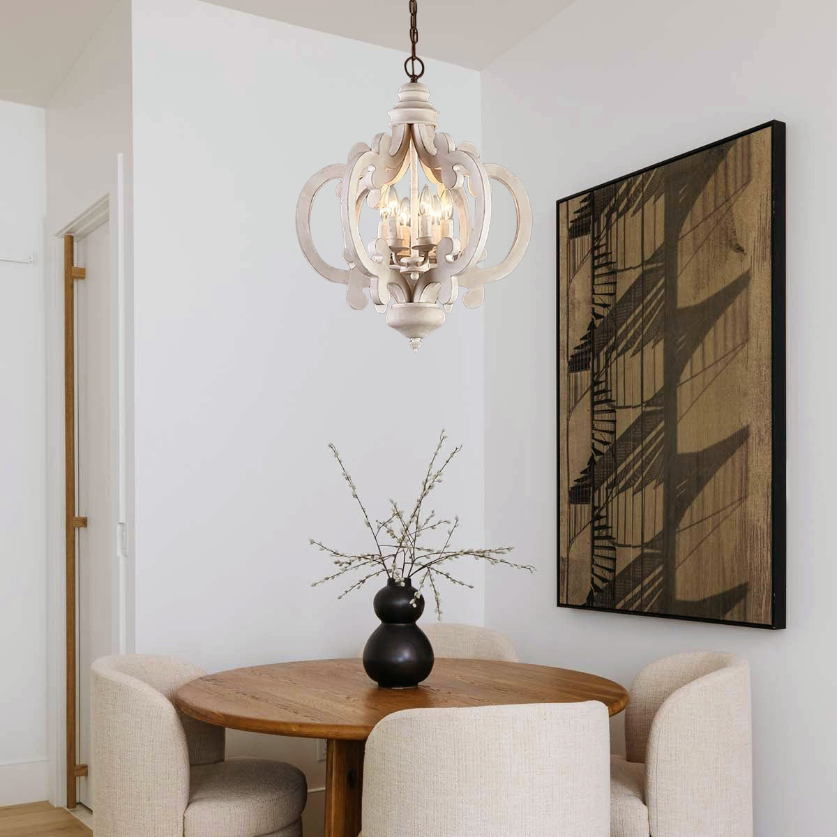 Antique White Style Chandelier Φ 19.7″ - Genteel, Optimized-1-Luxehomezone