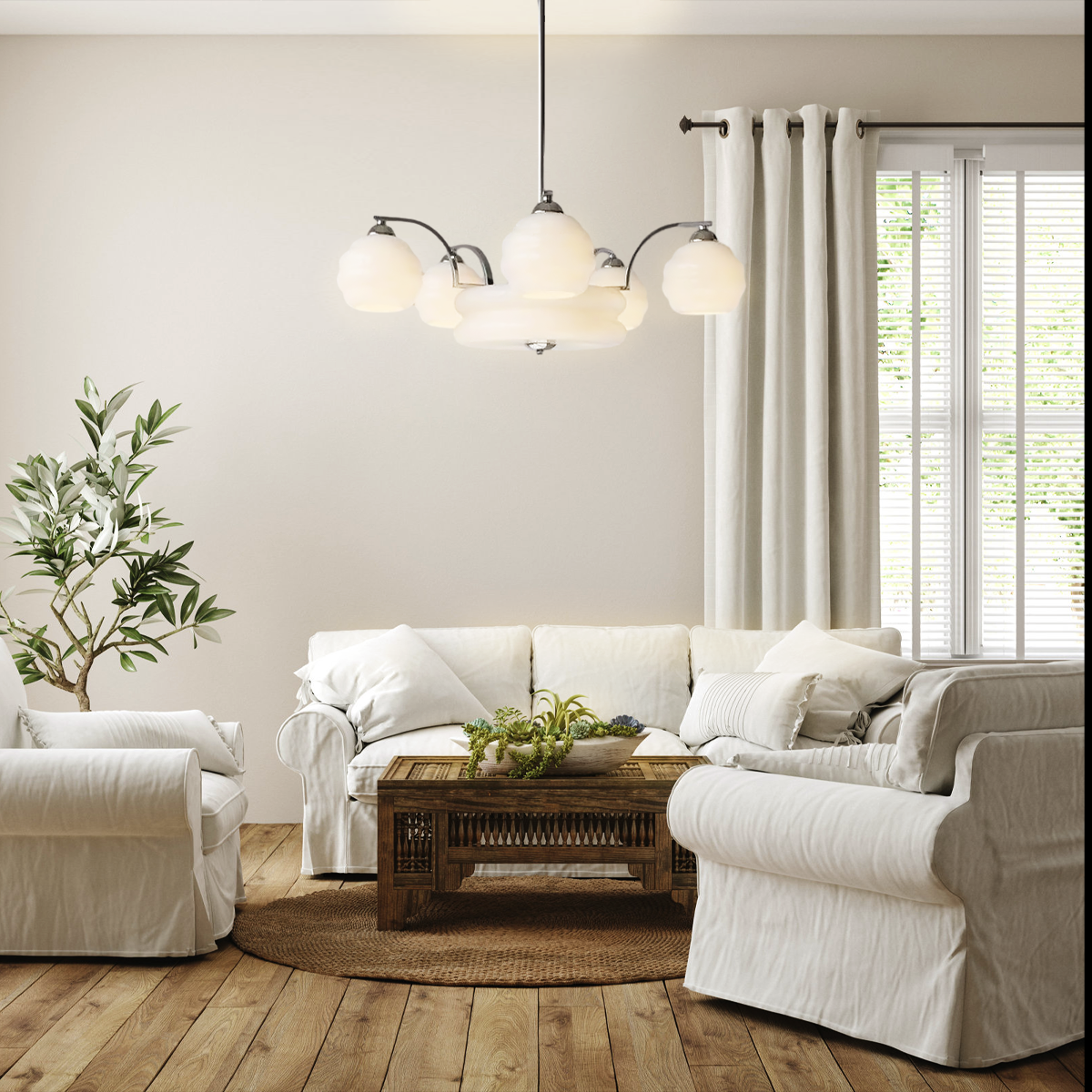 Art Deco Vintage Chandelier with 3+1 heads/5+1 heads - Luxehomezone