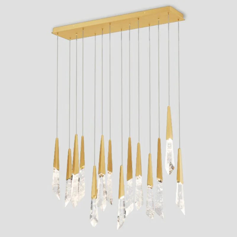Bergamots LED Rectangle Chandleier USE Optic Haze Quartz