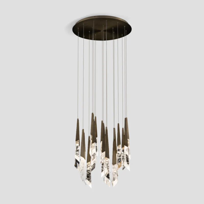 Bergamots LED Round Chandleier USE Optic Haze Quartz